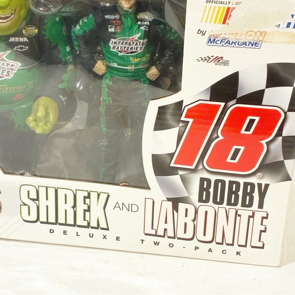 2004‎ McFarlane Toys NASCAR Shrek and Bobby Labonte 2-pack 6" Action Figures NEW - Picture 2 of 5